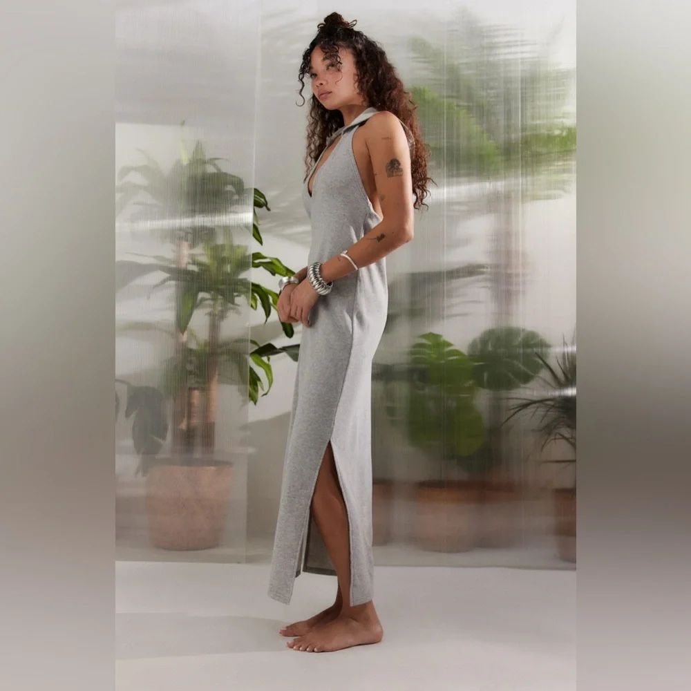 NWT URBAN OUTFITTERS “Laguna” Midi Cover-up Hooded Dress in Gray, Size Small - Picture 3 of 11